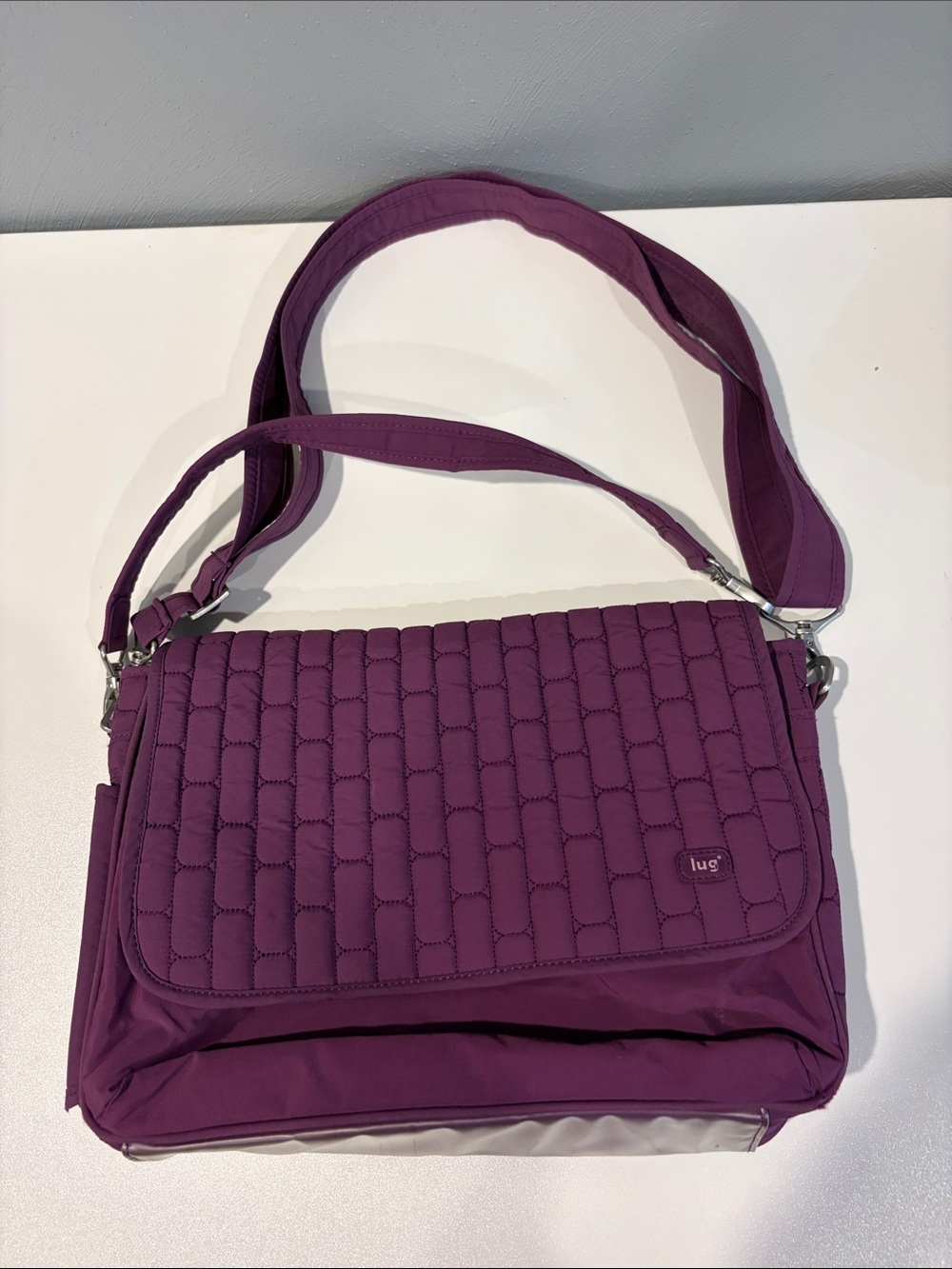 lug Quilted Plum Shoulder Messenger Bag